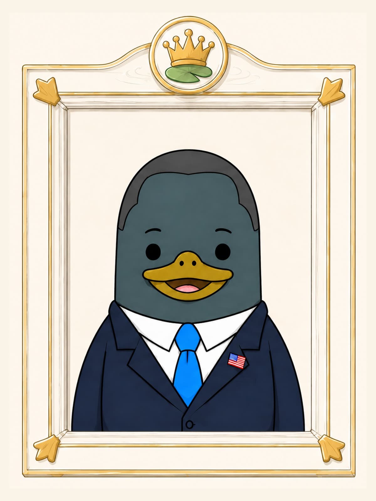 Framed portrait of Obama Duck